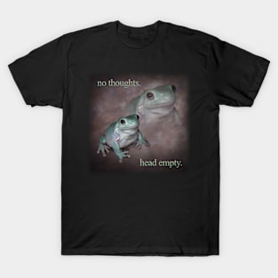 no thoughts head empty frog retro word art meme T-Shirt